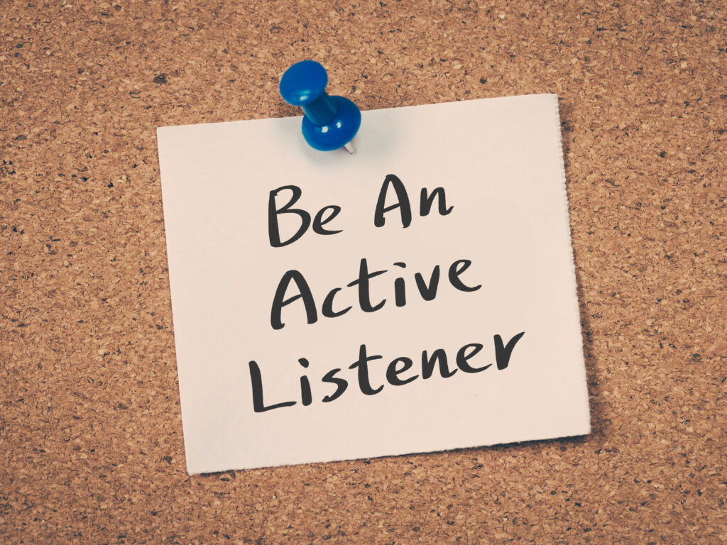 This photo is used to represent active listening.