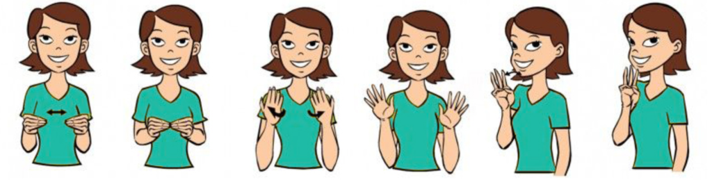 This photo is used to teach baby sign language. 