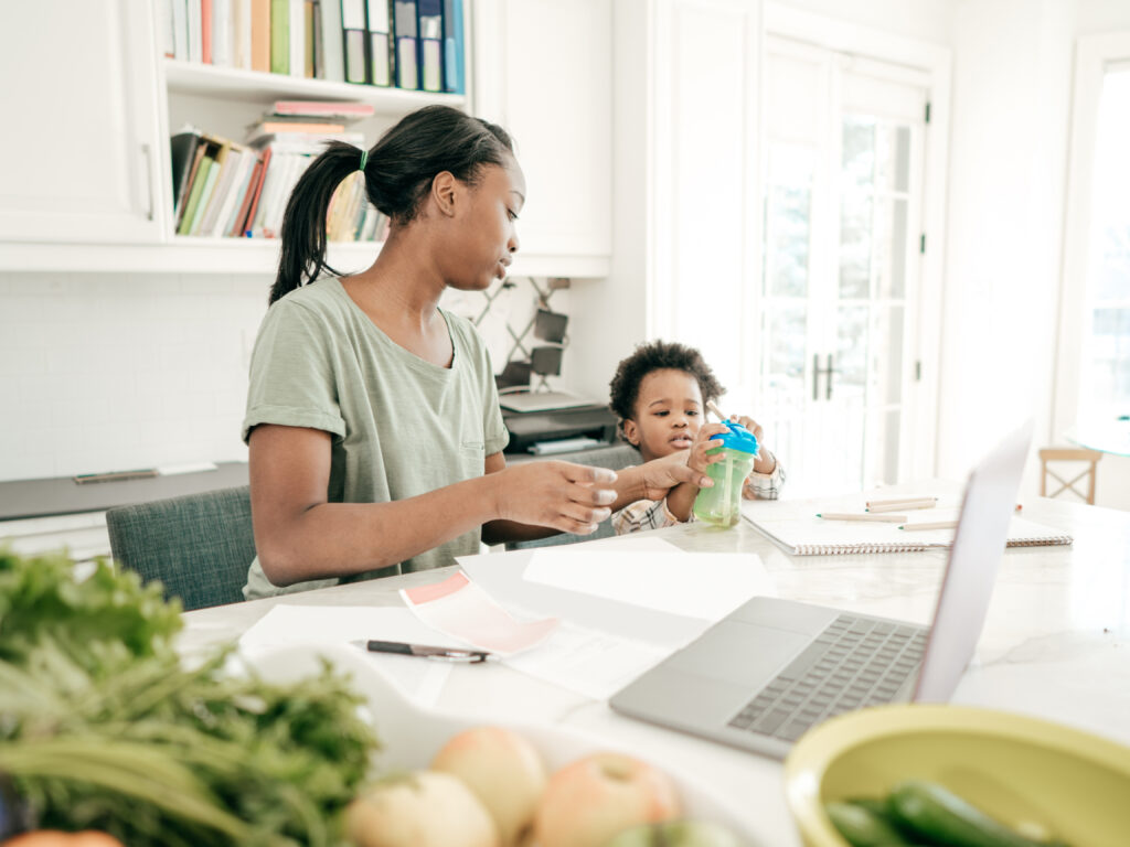 This photo is used to represent discipline to toddlers.  The photo shows a mother and her toddler boy. 