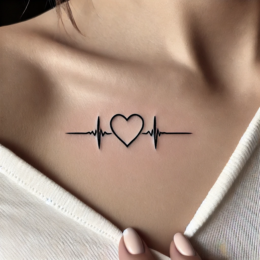 This photo is used to represent a heart line tattoo.