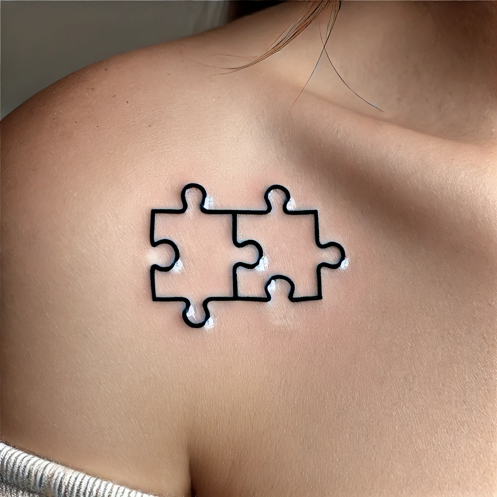 This photo is used to represent two matching puzzle pieces tattoo