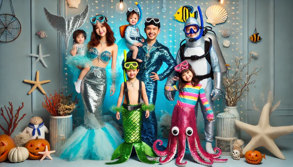 This photo is used to represent family under the sea adventure costumes.